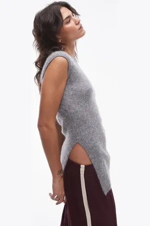 ARKET Chaleco gris de corte alargado de punto de mezcla de lana de alpaca de