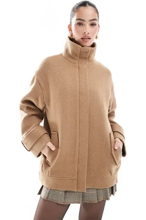ASOS Chaqueta bomber color con cuello alzado de lana de -Neutro