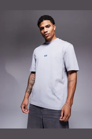 Hugo Blue Camiseta gris con logo pequeño en el centro Nieros de