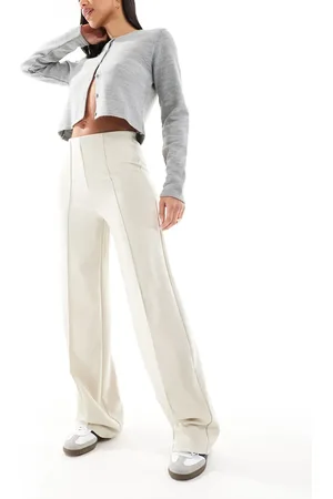 VERO MODA Pantalones color piedra de pernera ancha con nervio de -Neutro