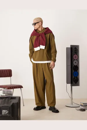 ASOS Pantalones marrones de corte globo holgado de (parte de un conjunto)