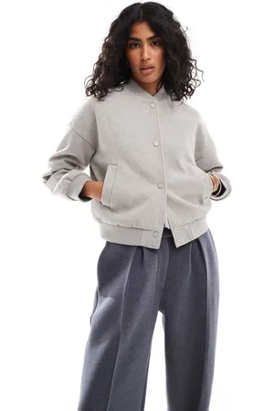JJXX Chaqueta bomber corta gris de corte depurado de