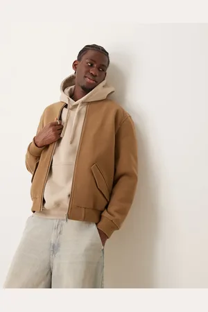 New Look Chaqueta bomber color de tejido efecto lana de -Beis neutro