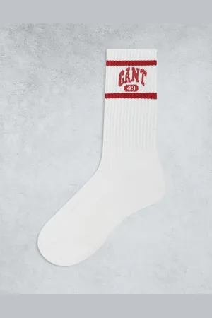 GANT Calcetines deportivos blancos y rojos con logo 1949 de