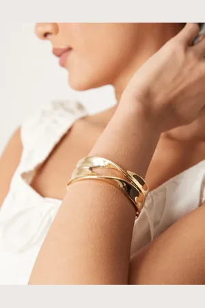 ASOS Pulsera rígida dorada con diseño retorcido doble de
