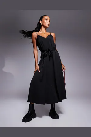 Armani Exchange Vestido midi acampanado con cinturón de