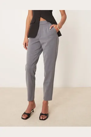 VILA Pantalones de sastre gris medio melange de corte slim Mix & Match de