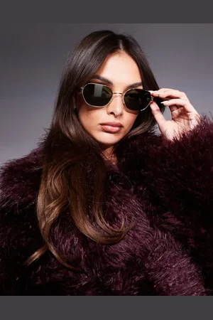 ASOS Gafas de sol de metal con montura rectangular en ángulo y lentes G15 de