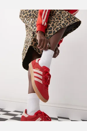 adidas Zapatillas de deporte rojas y color crema de croché Gazelle Indoor de