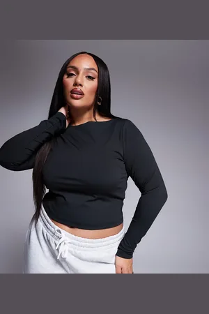 ASOS Top moldeador de manga larga con cuello barco de ASOS DESIGN Curve