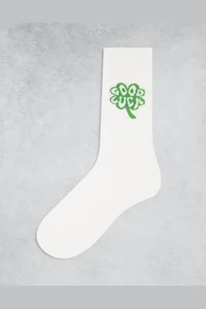 ASOS Calcetines blancos con bordado de trébol de la suerte de