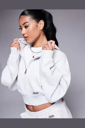 ASOS Chaqueta corta gris jaspeado con detalle de etiqueta pequeña de Weekend Collective (parte de un conjunto)