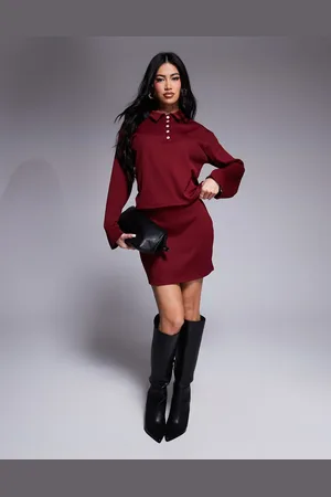 ASOS Minifalda de punto liso de (parte de un conjunto)-Rojo