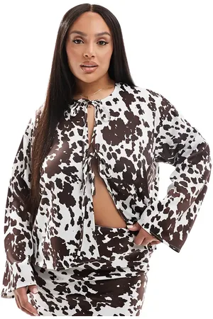 Pieces® Top de manga larga con lazada delantera y de PIECES Curve-Multicolor