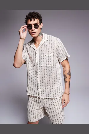 South Beach Camisa a rayas monocromáticas de punto texturizado de -Multicolor