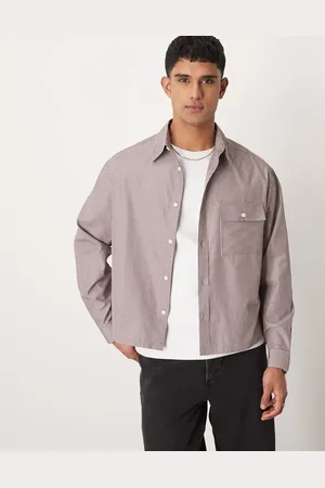 ASOS Camisa a rayas grises de corte cuadrado extragrande de