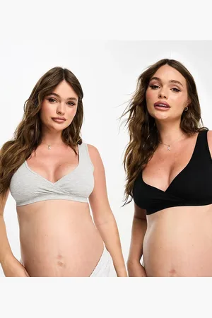 Lindex Pack de 2 sujetadores de color gris y negro MOM de Maternity-Multicolor