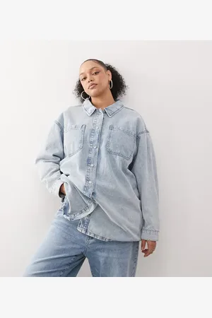Noisy May Sobrecamisa vaquera con lavado azul claro de