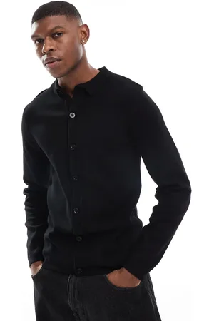 Threadbare Camisa negra de manga larga de punto de