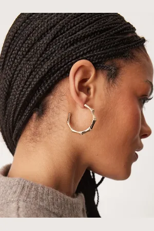 ASOS Pendientes de aro de 41 mm dorados con detalle estilo bambú de