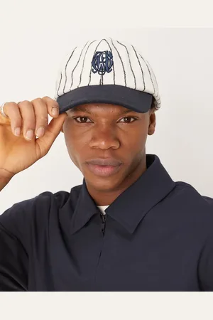 ASOS Gorra de béisbol a rayas con monograma bordado de tejido melton de -Azul marino