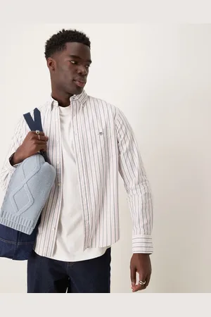 GANT Camisa Oxford blanca a rayas de corte estándar con logo de