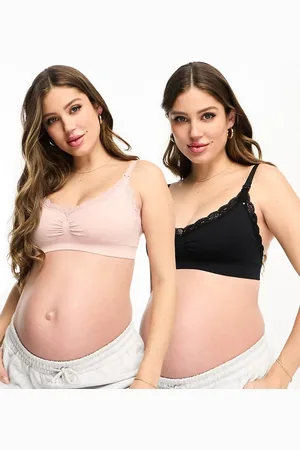 Lindex Pack de 2 sujetadores de color rosa y negro de encaje sin costuras MOM de Maternity-Multicolor