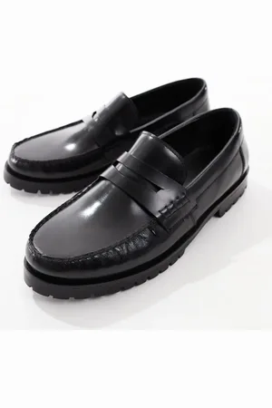 ASOS Mocasines negros con puntera fruncida de cuero de