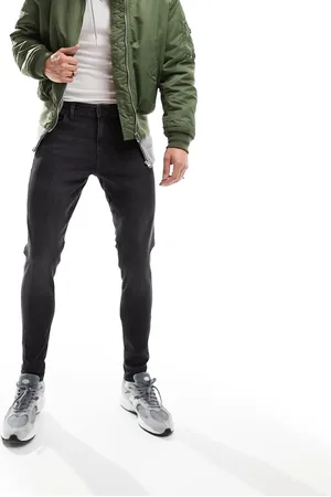 JACK & JONES Vaqueros negro lavado de corte tapered Mike de