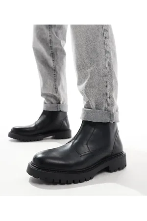 ASOS Botas negras con cremallera de cuero de