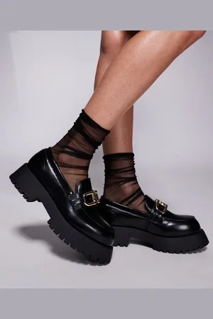 River Island Mocasines negros con suela gruesa de