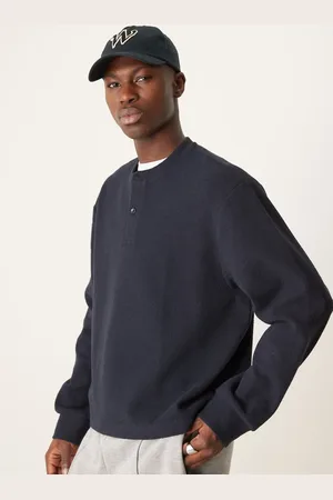 ASOS Sudadera de corte cuadrado extragrande con cuello panadero de punto gofrado de