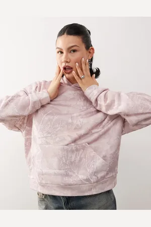 COLLUSION Sudadera rosa extragrande con capucha y estampado de camuflaje de -Multicolor