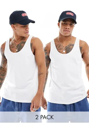ASOS Pack de 2 camisetas blancas de tirantes de