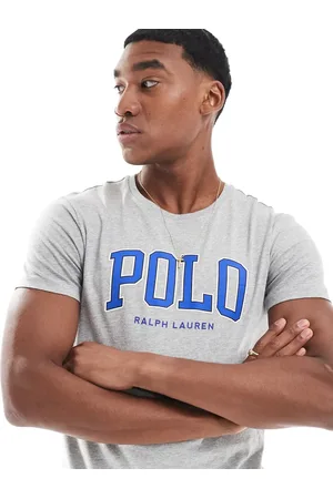 Ralph Lauren Camiseta gris jaspeado con aplicación del logo de chenilla de