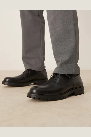 ASOS Zapatos de cuero negros con cordones y suela gruesa de