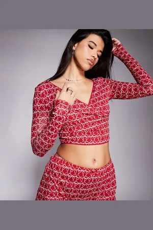 Kaiia Top de pijama con parte delantera cruzada y estampado de lazos Mix & Match exclusivo de (parte de un conjunto)-Multicolor