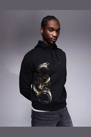 Armani Exchange Sudadera negra con capucha y detalle de serpiente de la colección cápsula Lunar de