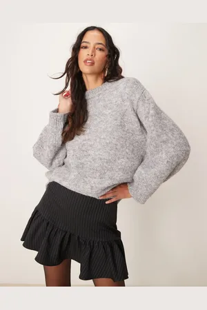 Gina Tricot Jersey gris melange extragrande de punto muy suave de