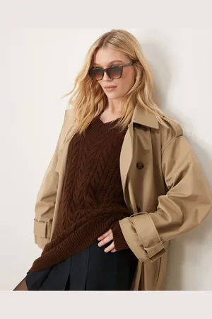 ASOS Gafas de sol marrones efecto carey estilo ojos de gato con montura fina de