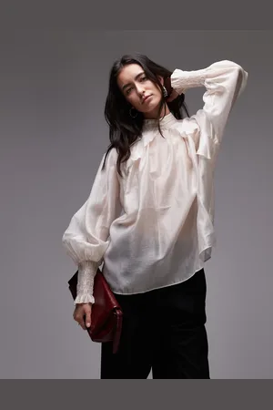 & OTHER STORIES Blusa blanca traslúcida de corte voluminoso con detalle de volantes de -Blanco