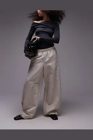 MANGO Pantalones color con cintura elástica y tacto satinado de -Blanco
