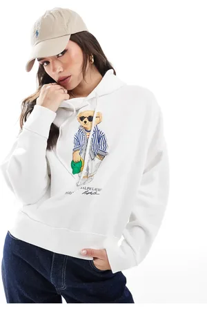 Ralph Lauren Sudadera blanca con capucha y estampado de oso de