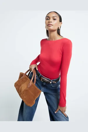 River Island Top de manga larga con espalda descubierta de