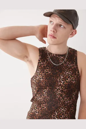COLLUSION Camiseta ajustada sin mangas con estampado animal de canalé de