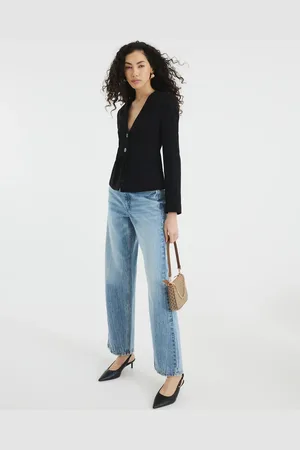 River Island Americana negra con botones delanteros de