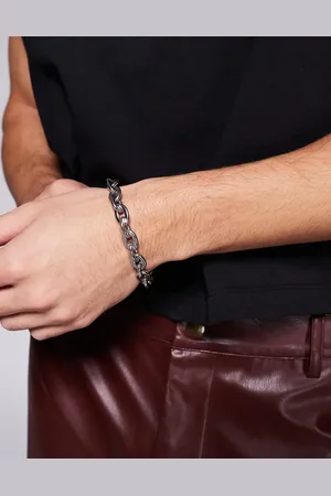 ASOS Pulsera plateada de cadena gruesa de acero inoxidable resistente al agua de