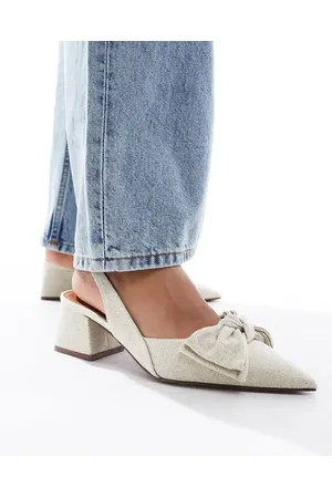 ASOS Zapatos beis destalonados de tacón medio grueso con detalle de lazo Symphony de -Neutro