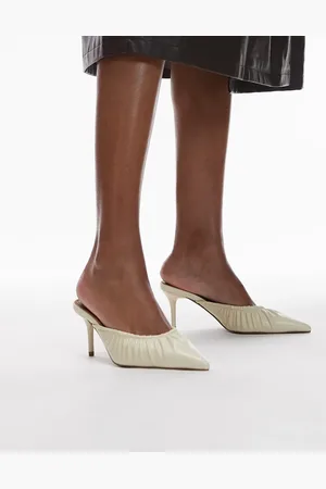 Topshop Zapatos color crema de tacón medio sin cierres con detalle fruncido Dill de -Amarillo