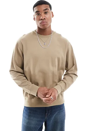 JACK & JONES Sudadera caqui extragrande con cuello redondo de -Neutro